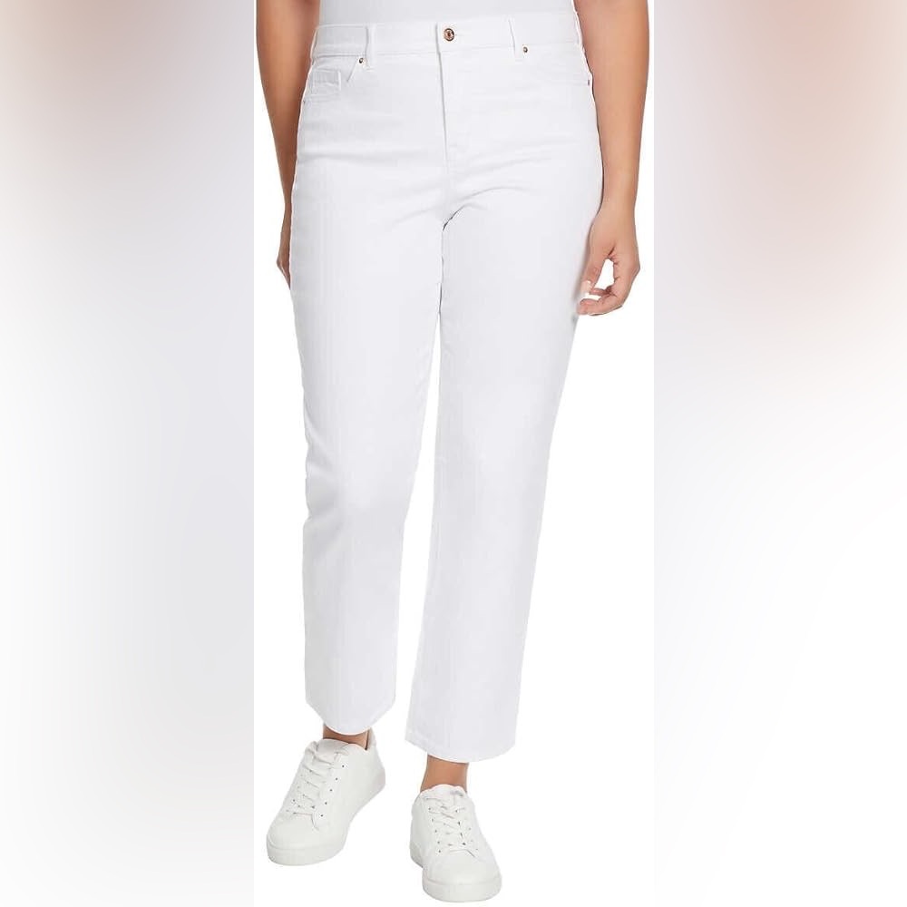 Ella Moss White High Waist Straight Jeans